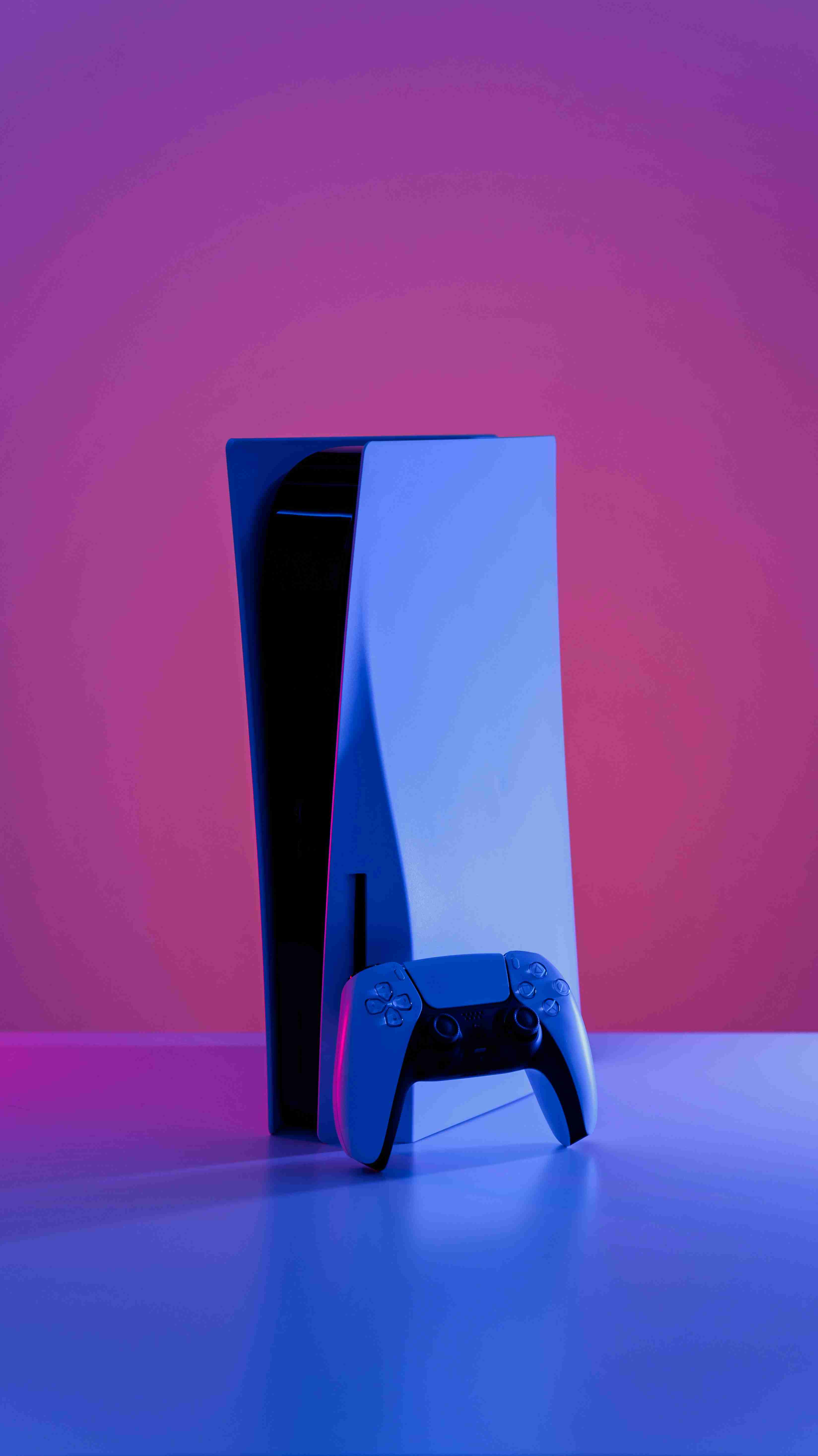 Console gaming illustration with controllers and screens